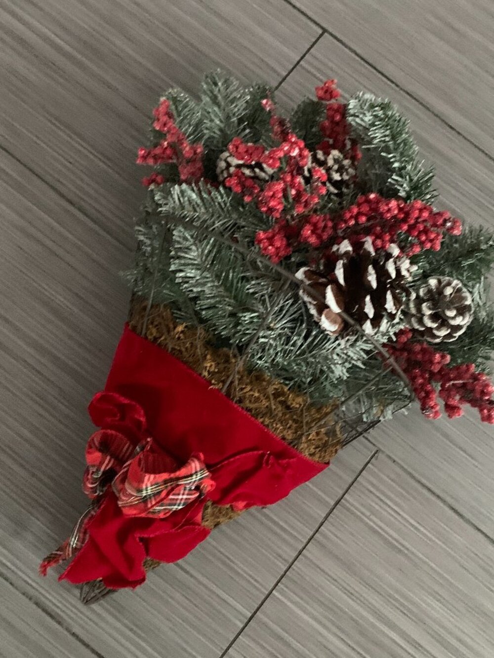 Martha Stewart Living 19" Snowy Pine & Berry Wall Basket Christmas Decor